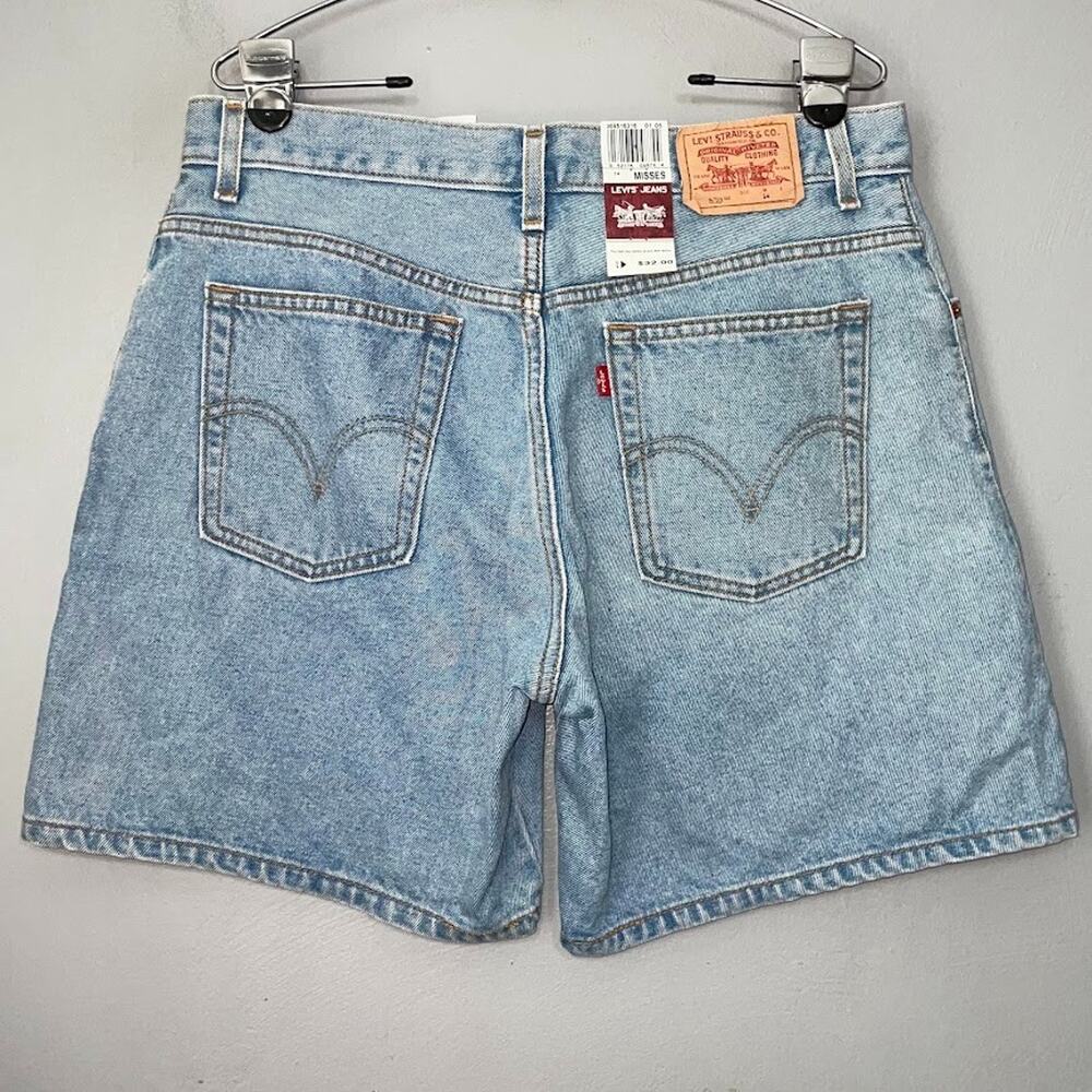 Levis 550 Women Size 14 Blue Jean Shorts Jorts 100% Cotton Rigid Denim Y2K 2000s - Picture 2 of 10